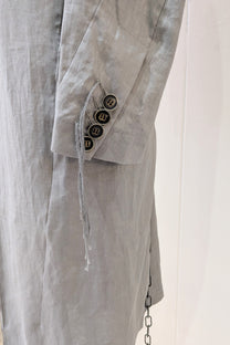 Shinyaseki Duster Trench Coat Japanese Waxed Linen Gray