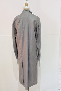 Shinyaseki Duster Trench Coat Japanese Waxed Linen Gray