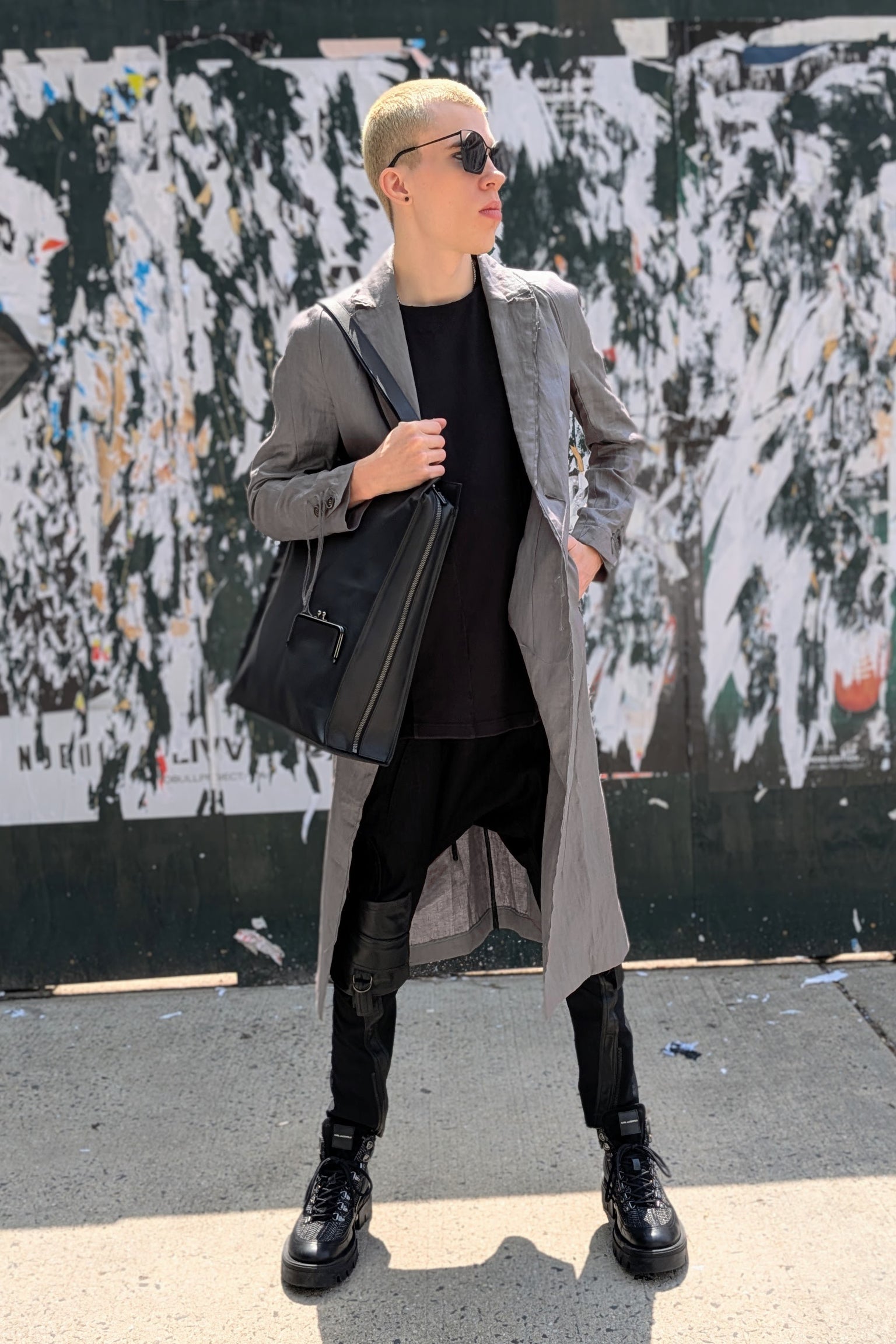 Shinyaseki Duster Trench Coat Japanese Waxed Linen Gray