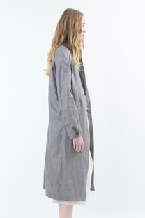 Shinyaseki Duster Trench Coat Japanese Waxed Linen Gray