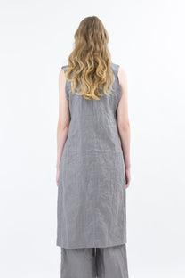 Shinyaseki Long Waxed Linen Vest Gray Japan