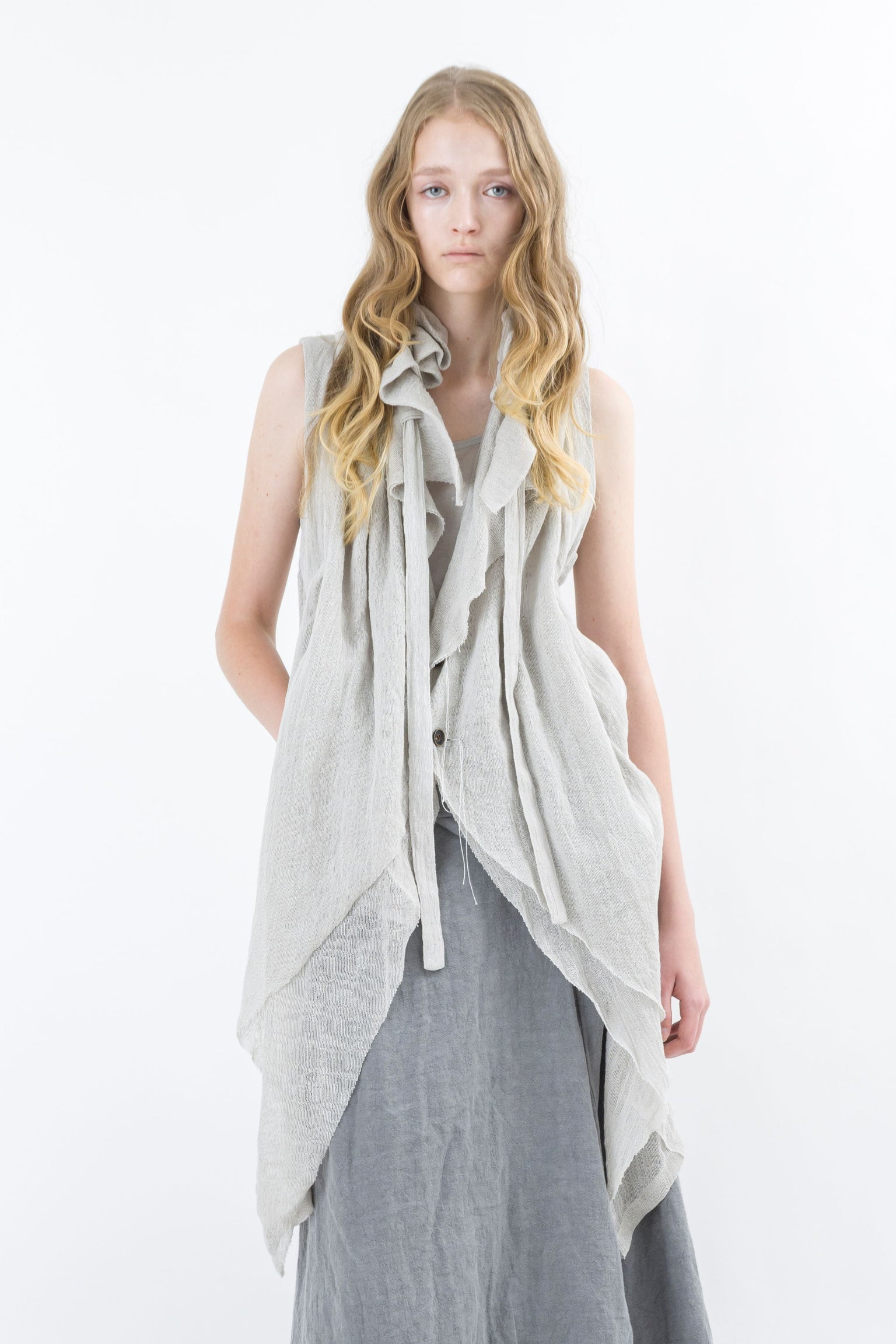 Shinyasei Raw Linen Natural Vest - made in Japan