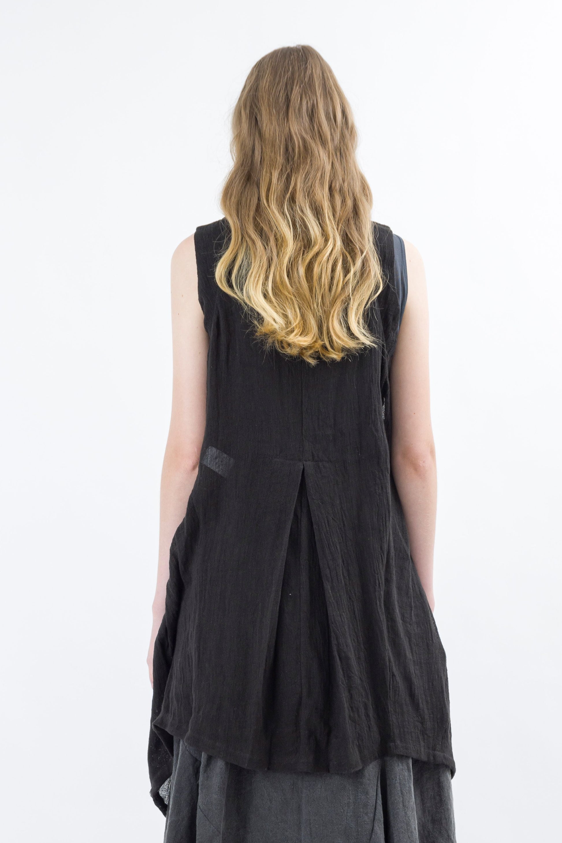 Shinyaseki Raw Linen Vest Black - Made in Japan