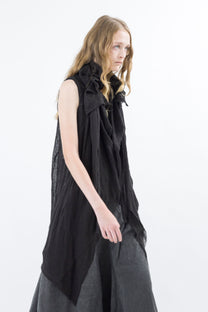 Shinyaseki Raw Linen Vest Black - Made in Japan