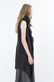 Shinyaseki Raw Linen Vest Black - Made in Japan