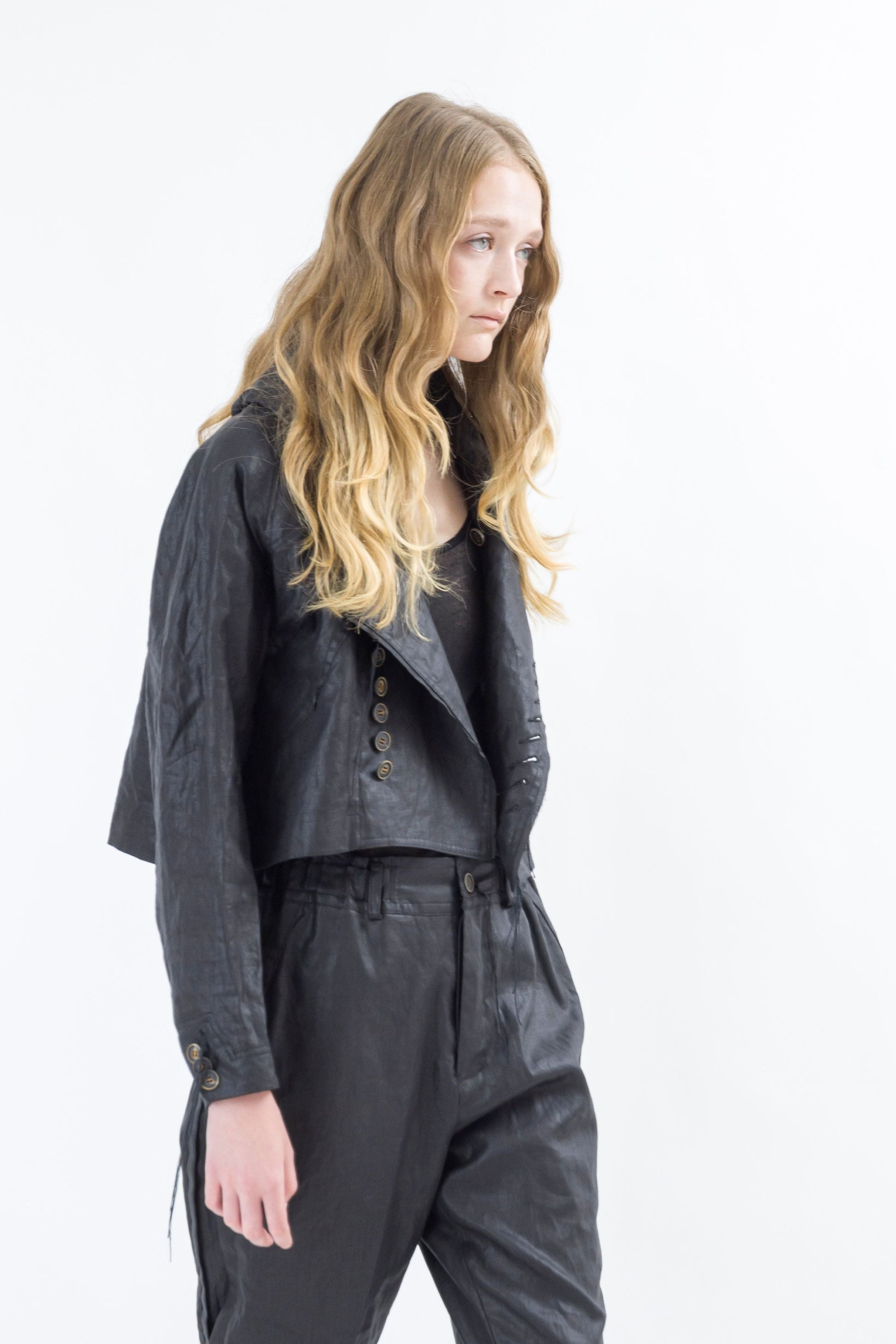 Shinyaseki Waxed Linen Bomber Rider Jacket