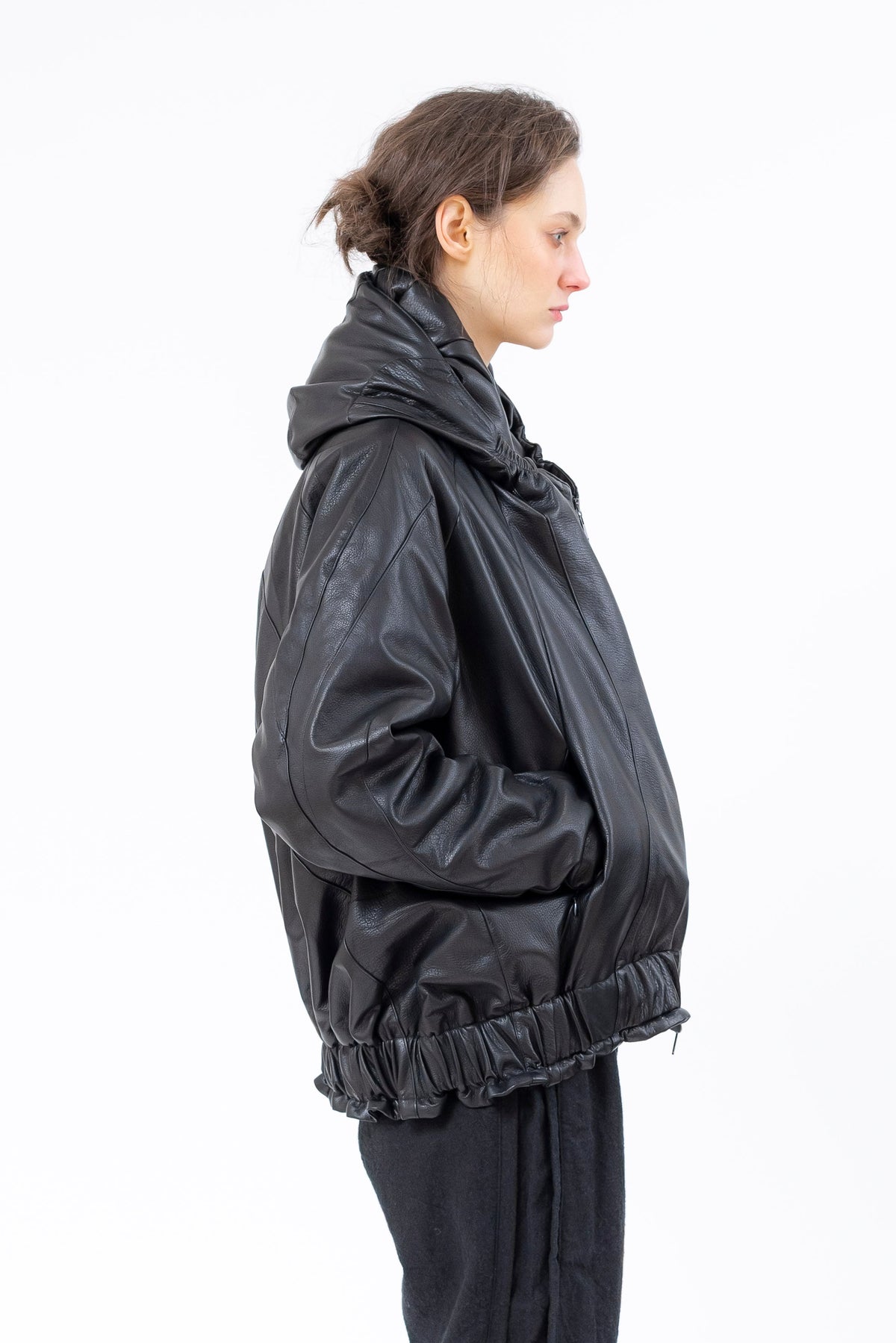 Sinyaseki - Leather Jacket- Hood - Oversized - Unisex - Black - Made in Japan