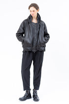 Sinyaseki - Leather Jacket- Hood - Oversized - Unisex - Black - Made in Japan
