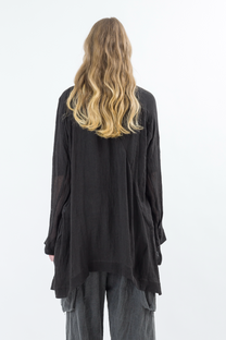 Sinyaseki Sheer Linen Japanese Oversized Jacket Black