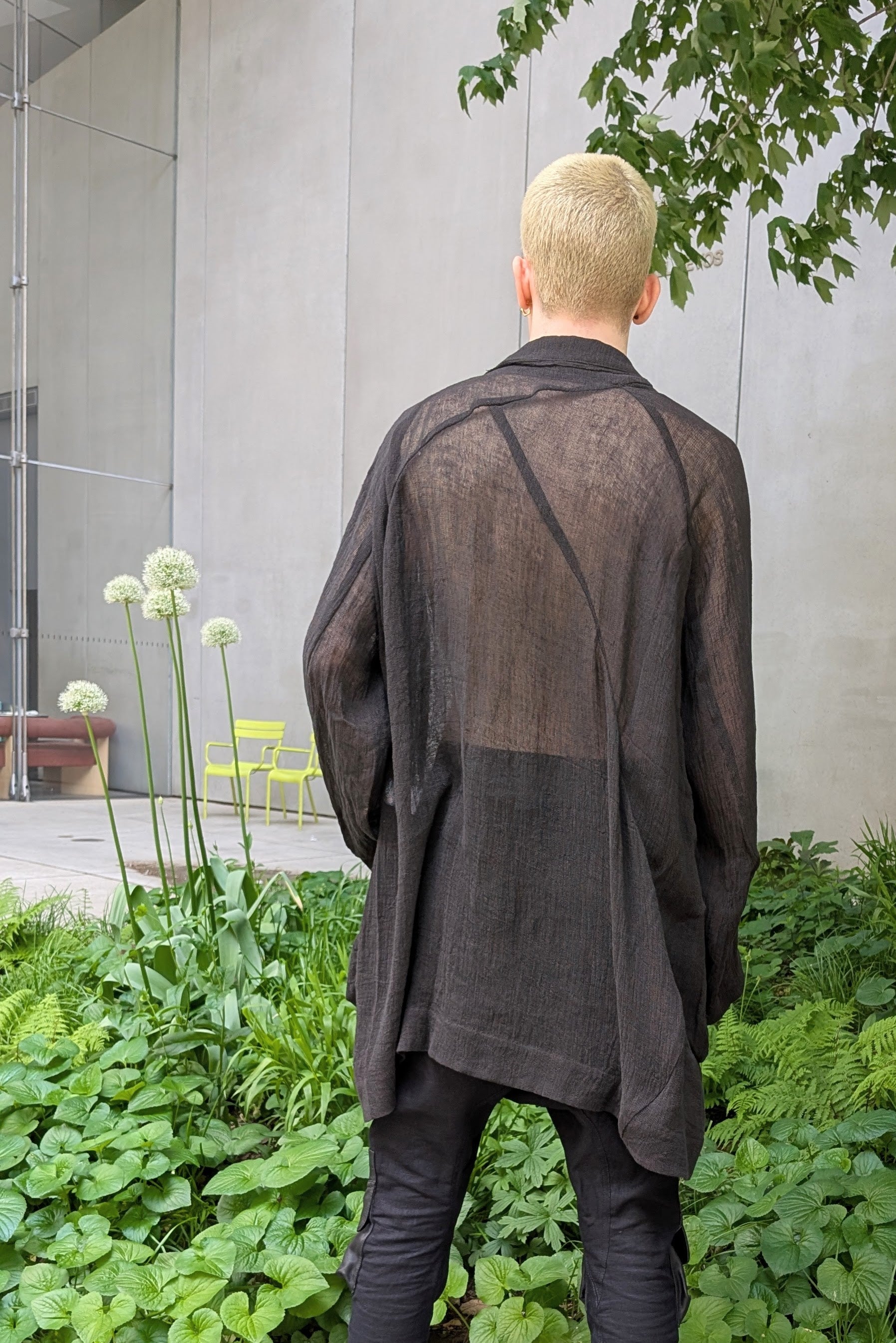 Sinyaseki Sheer Linen Japanese Oversized Jacket Black