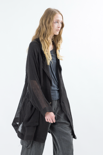 Sinyaseki Sheer Linen Japanese Oversized Jacket Black