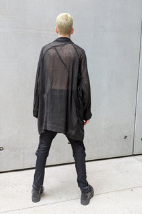 Sinyaseki Sheer Linen Japanese Oversized Jacket Black