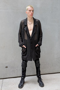 Sinyaseki Sheer Linen Japanese Oversized Jacket Black