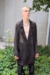 Sinyaseki Sheer Linen Japanese Oversized Jacket Black