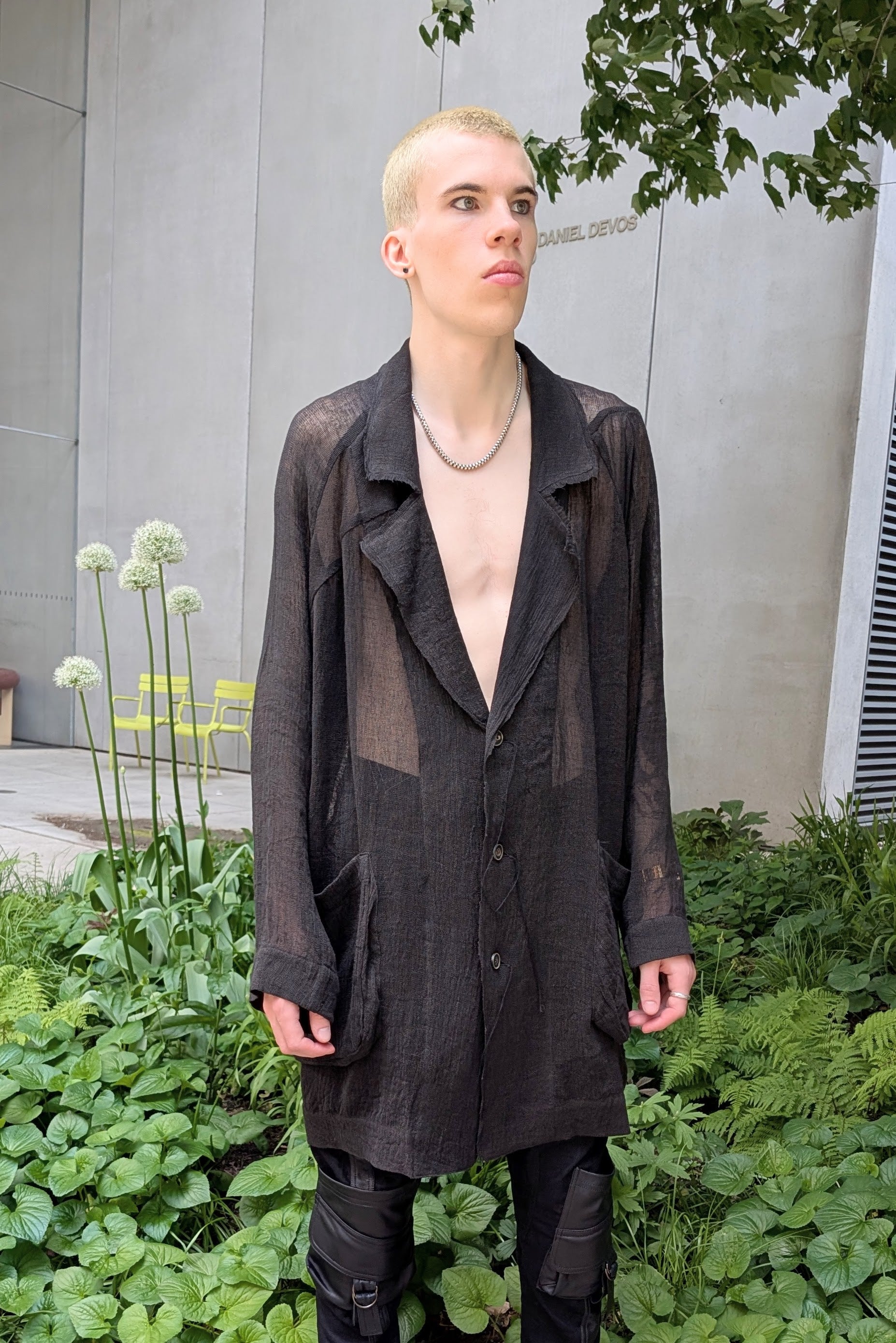 Sinyaseki Sheer Linen Japanese Oversized Jacket Black