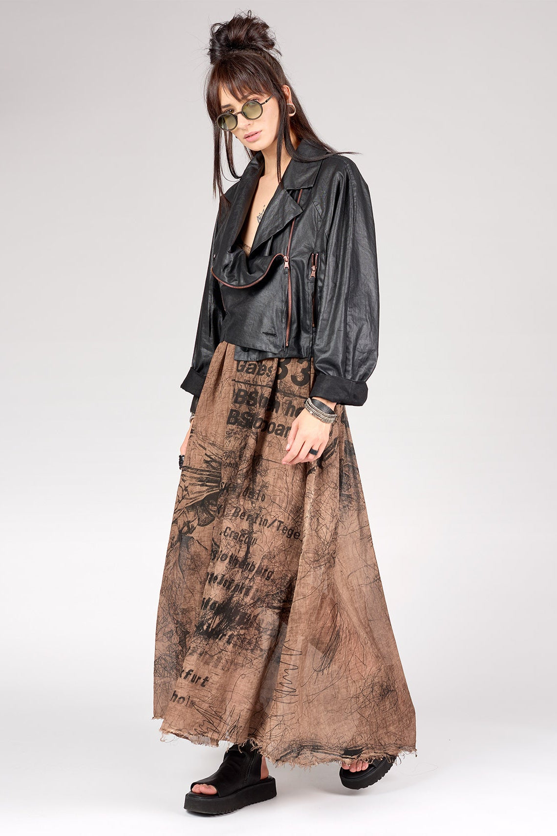 Studio B3 - Bier jacket - Cotton Linen Waxed, Leather look - Black