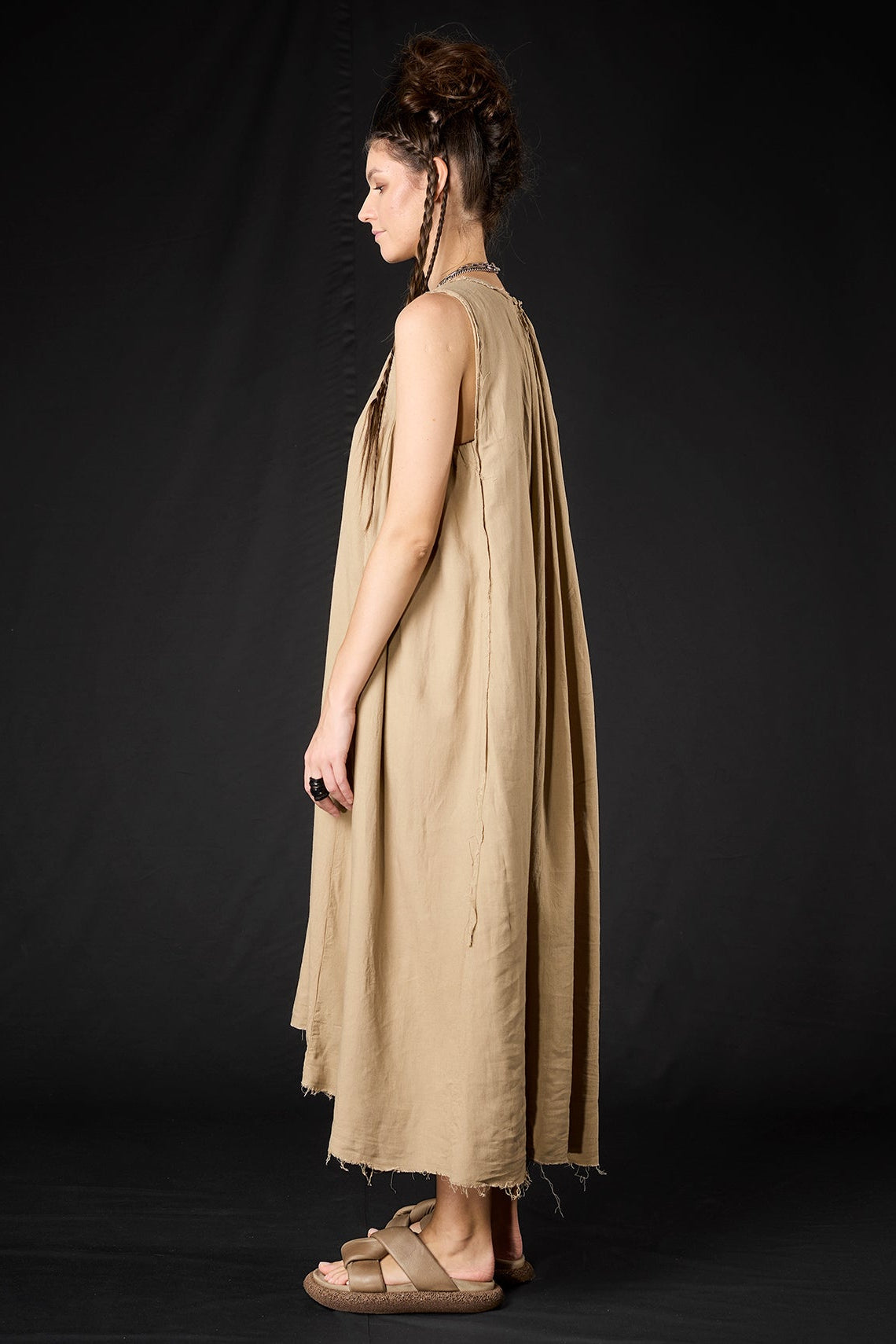 Studio B3 - Dress - Cotton - Midi - Sand color