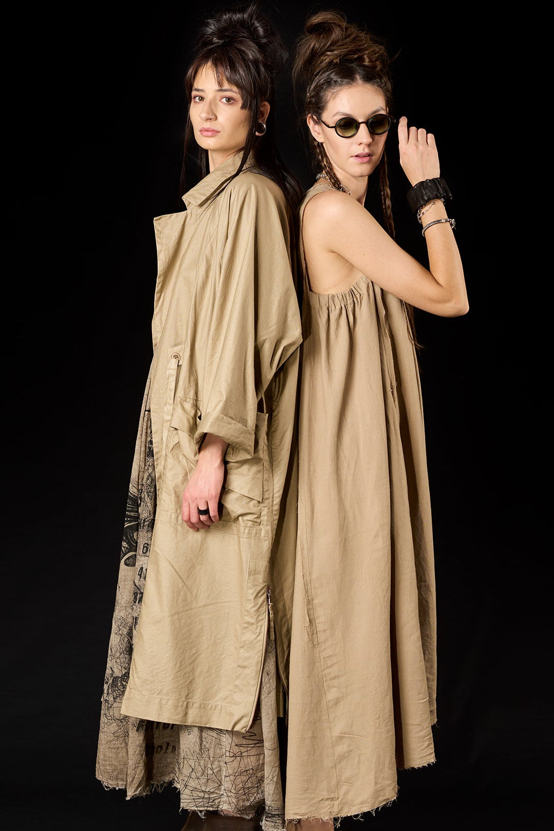 Studio B3 - Dress - Cotton - Midi - Sand color