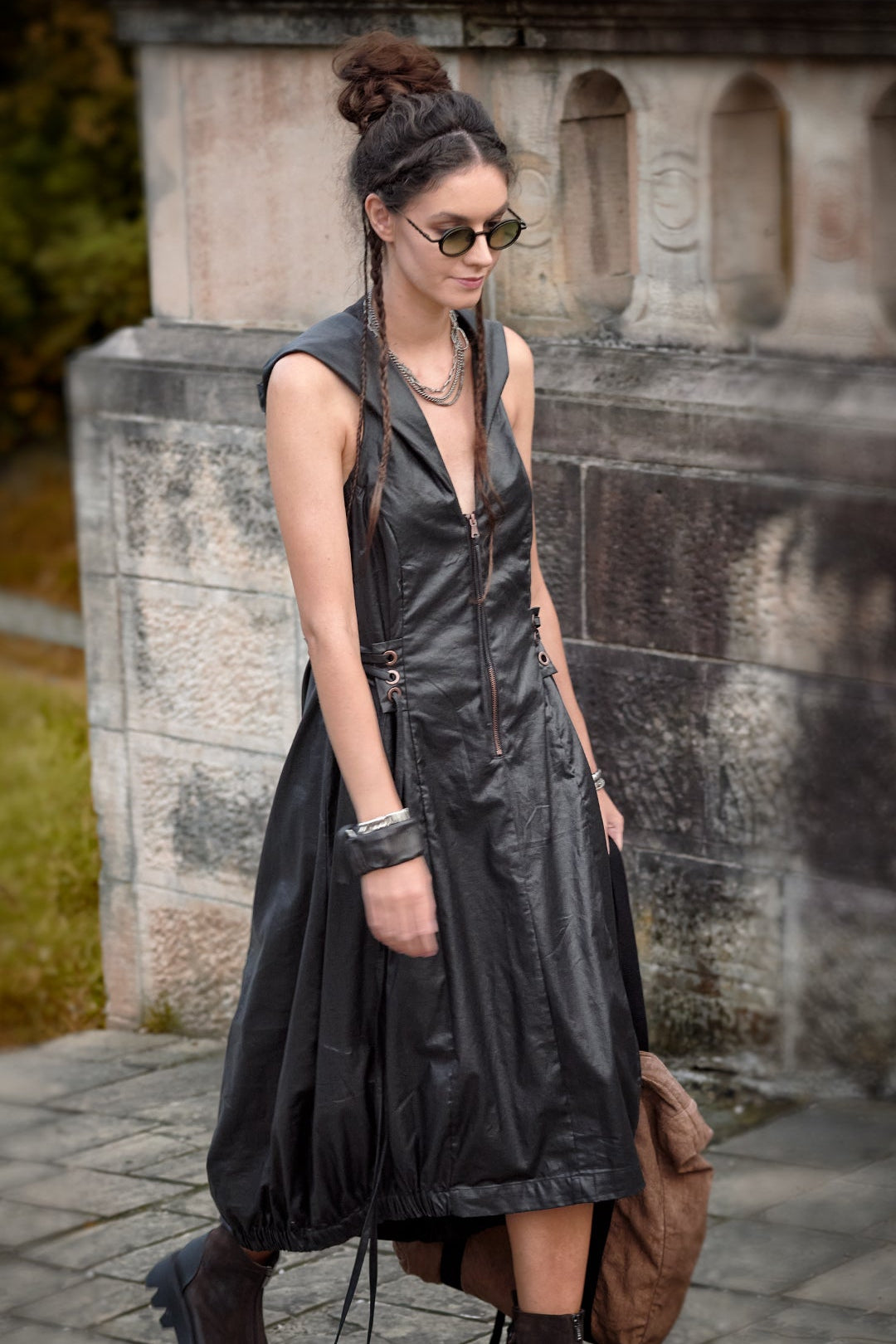 Studio B3 - Dress - Cotton Linen waxed  - Zippers - Black