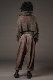 Studio B3 - High waist pants - buttons front - brown - Distressed
