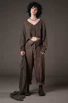 Studio B3 - High waist pants - buttons front - brown - Distressed