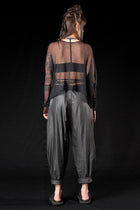 Studio B3 - Pants trousers - Coated linen, leather look, avant-garde, black