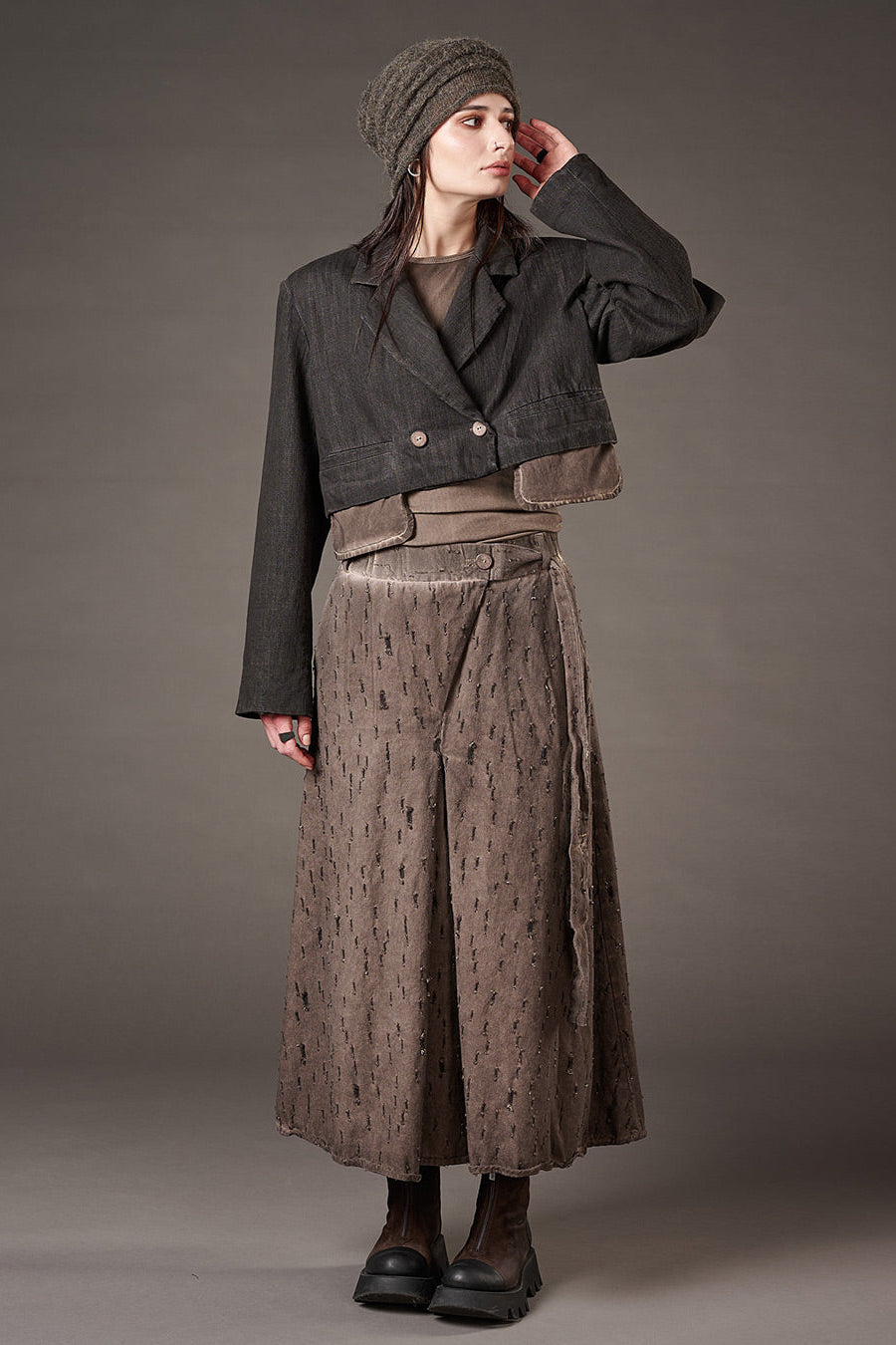 Studio B3 - Skirt - Midi - Distressed - a line - brown