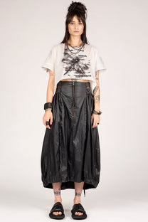 Studio B3 - Skirt - midi - Coated Linen Leather look - Black