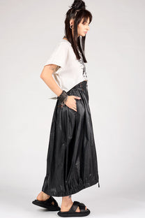 Studio B3 - Skirt - midi - Coated Linen Leather look - Black