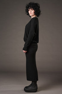 Studio B3 - dress - Maxi Midi - Fitted Bottom - Relaxed Top - Black