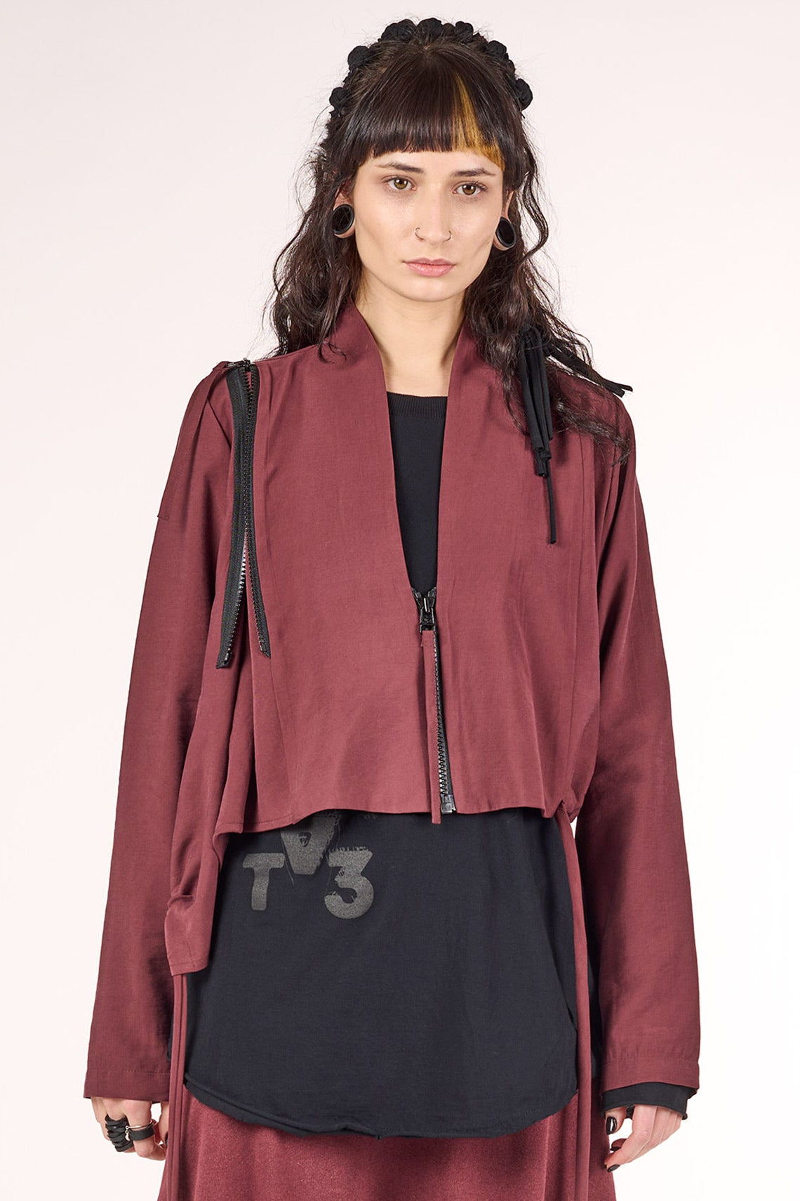 Studio B3 Mola Burgundy Cropped Jacket - LiLi The First boutique Washington DC, Georgetown