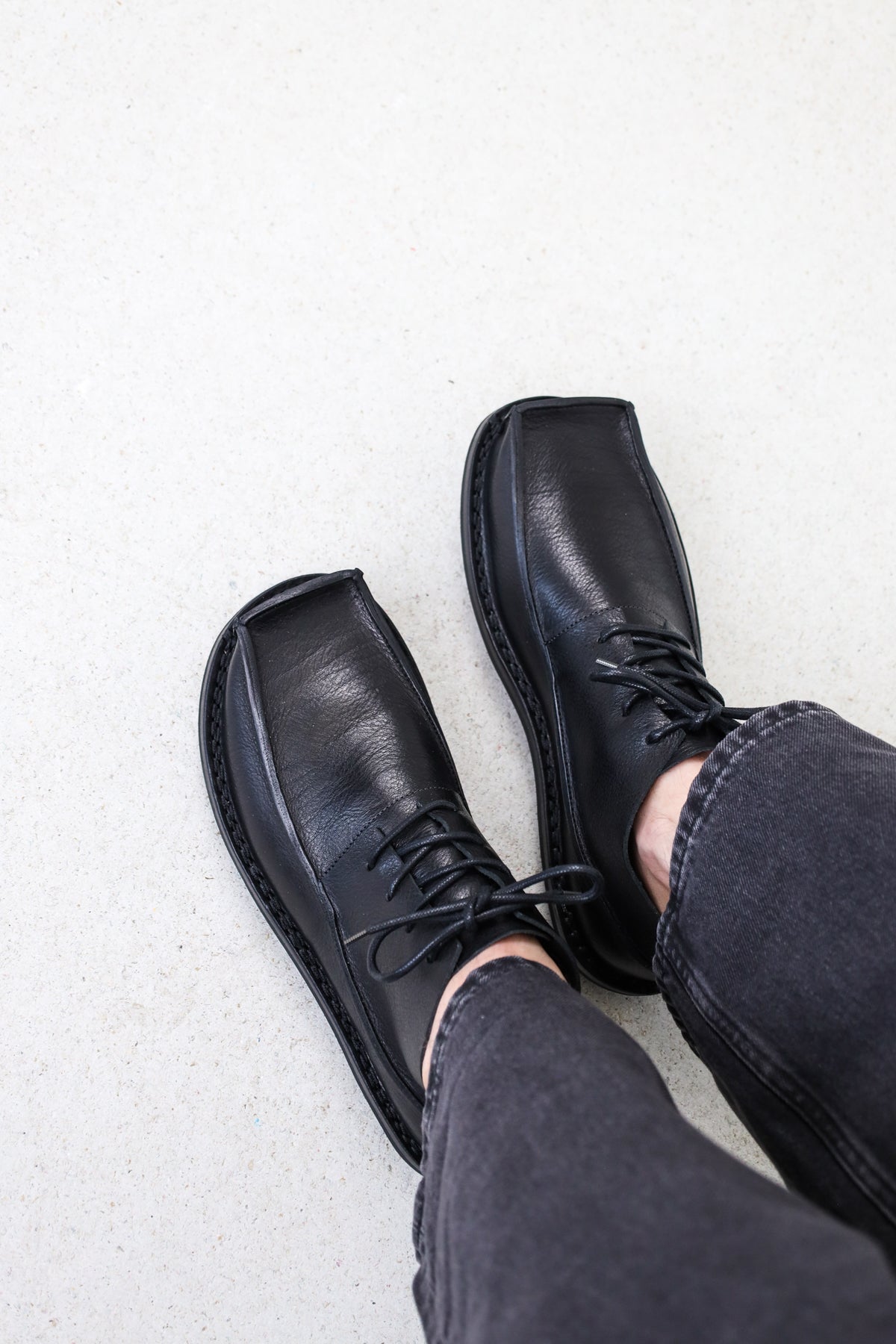 Trippen Buoy men shoes  - lace up, Derbies - Square toe - Black leather
