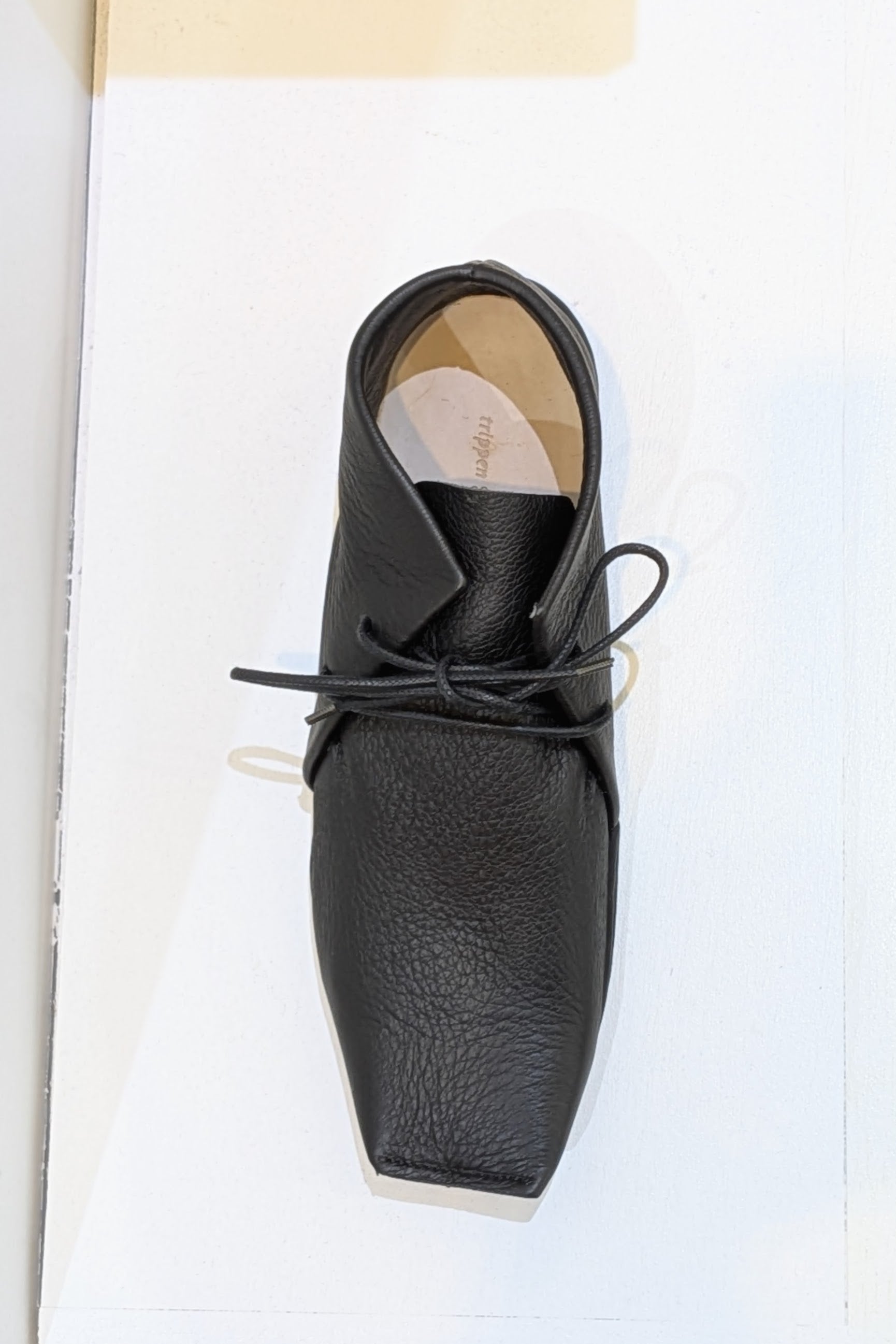 Trippen Contra shoes - Lace up - Square toe - Flat - Black leather
