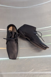 Trippen Contra shoes - Lace up - Square toe - Flat - Black leather