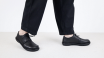 Trippen Dissect flat women Derby shoes black leather with a metallic Steel peep, perfect construction supreme comfort