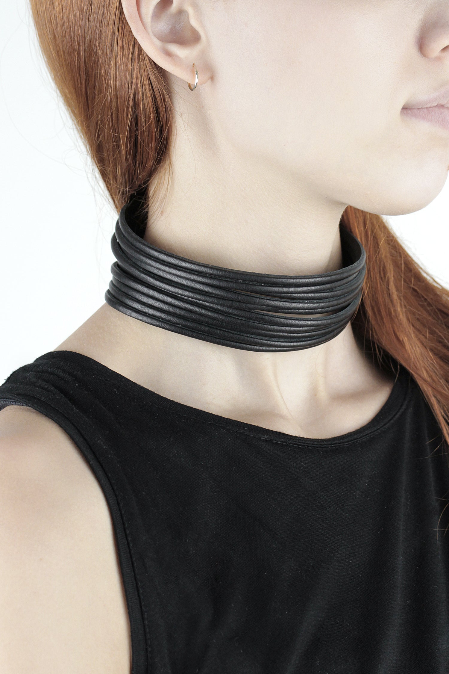 Trippen Necklace Choker - Leather Strands black