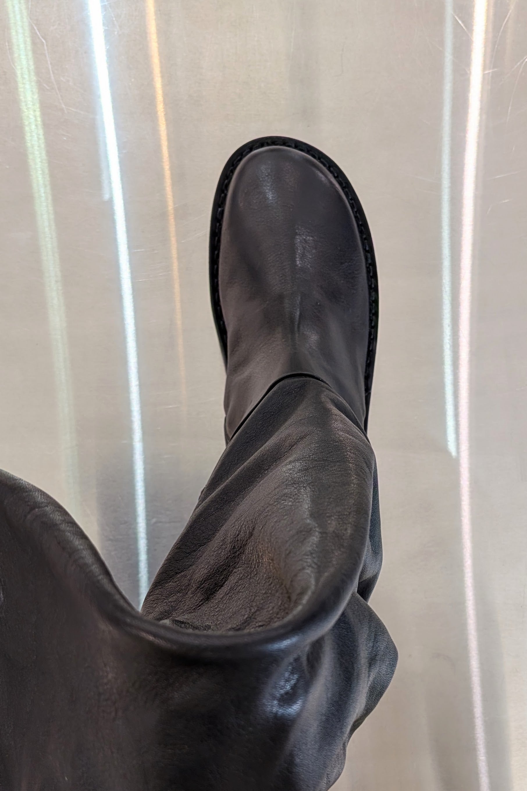 Trippen Nimbus flat tall knee-high Boots side zipper black leather