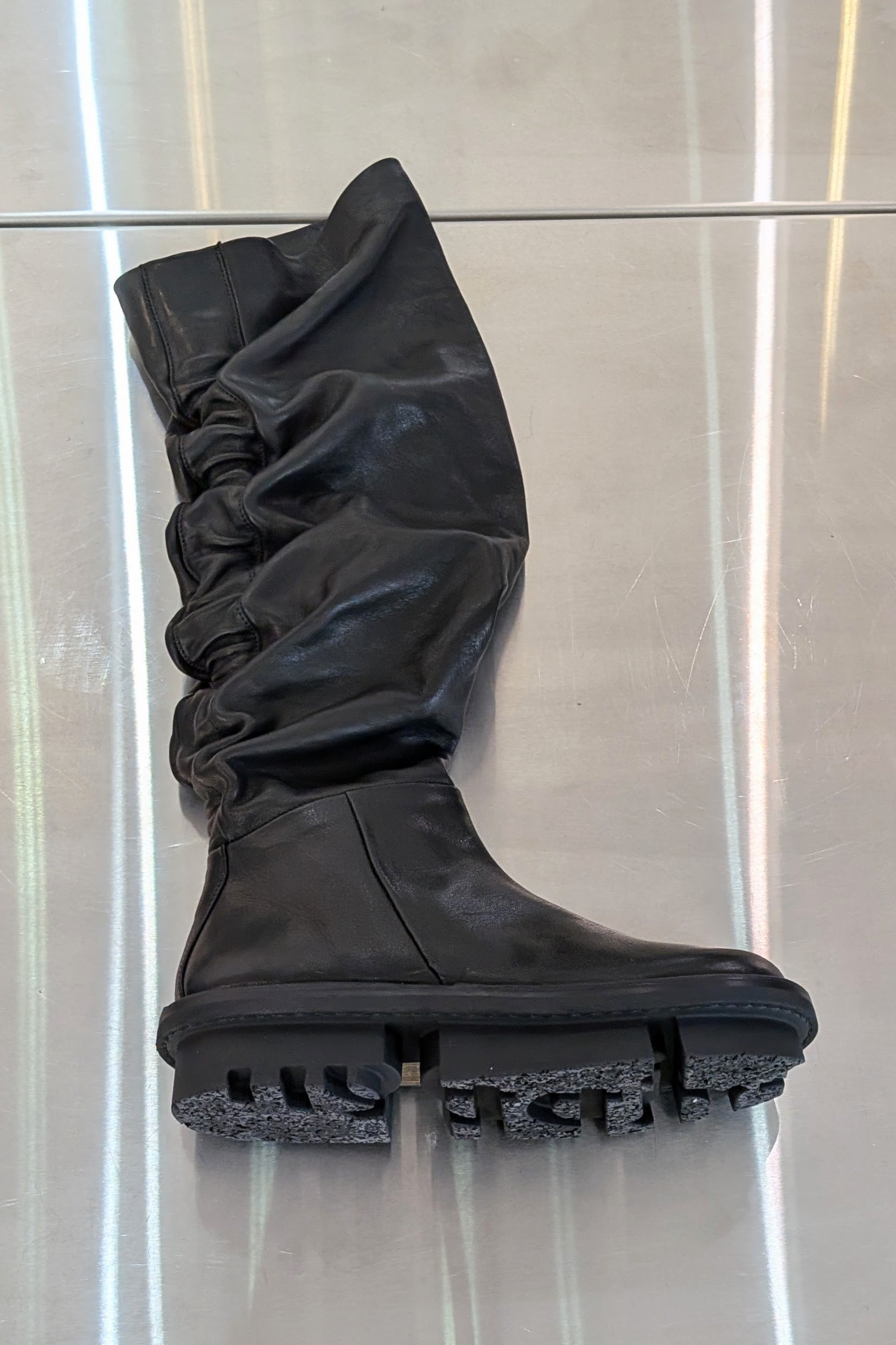 Trippen Nimbus flat tall knee-high Boots side zipper black leather