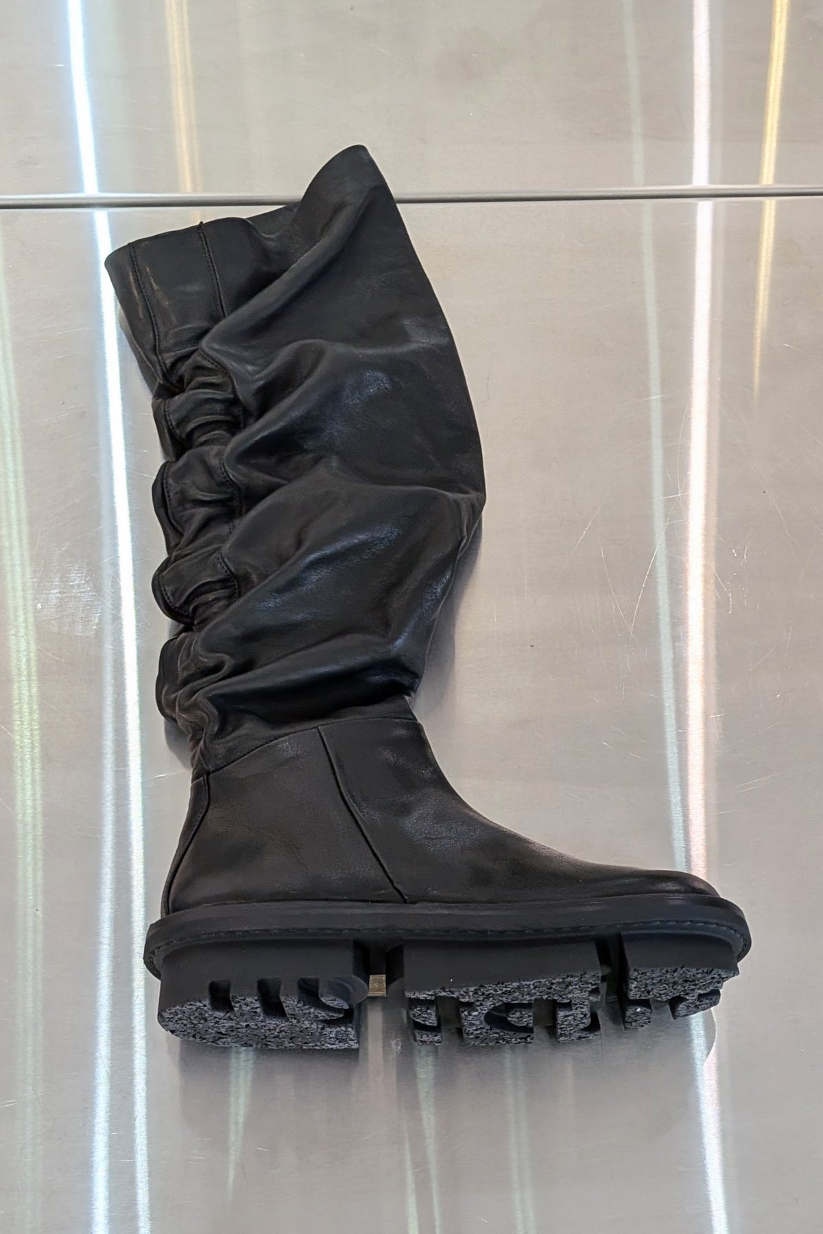Trippen Nimbus flat tall knee-high Boots side zipper black leather