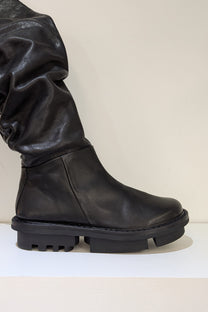 Trippen Nimbus flat tall knee-high Boots side zipper black leather