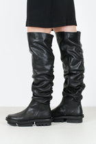 Trippen Nimbus flat tall knee-high Boots side zipper black leather