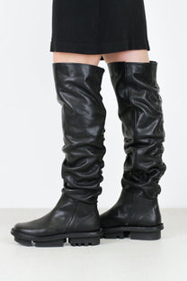 Trippen Nimbus flat tall knee-high Boots side zipper black leather