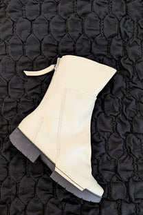 Trippen Ozone Flat mid-calf Boots White Leather back zipper comfort and style