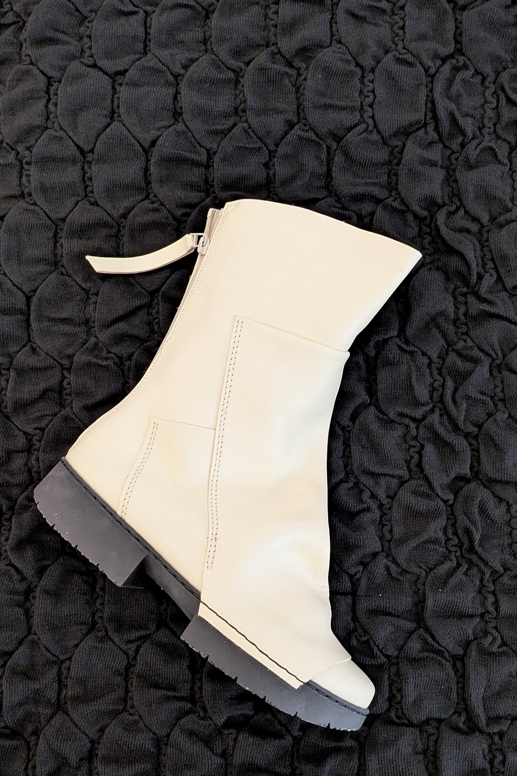 Trippen Ozone Flat mid-calf Boots White Leather back zipper comfort and style