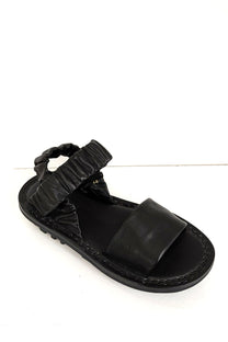 Trippen Synchron flat sandals slide on in black leather and scrunchy straps, walk in comfort