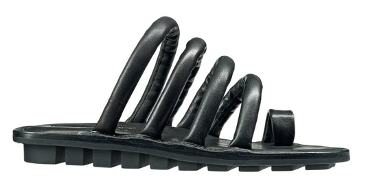 Trippen Threads Flat Thong Straps Sandal black Leather - perfect summer sandals