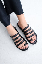 Trippen Threads Flat Thong Straps Sandal black Leather - perfect summer sandals