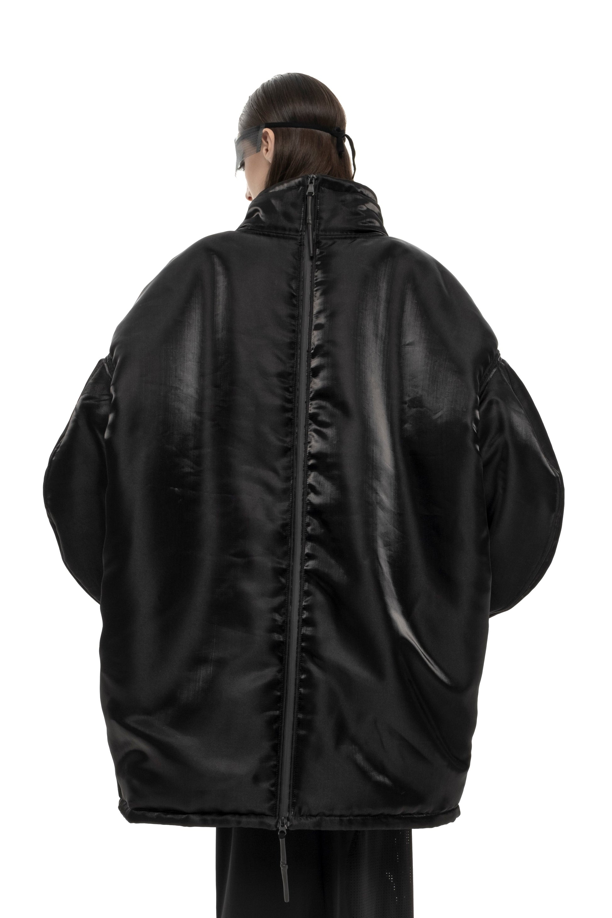 Vague Black reflective oversized jacket - Lili the First Boutique NYC