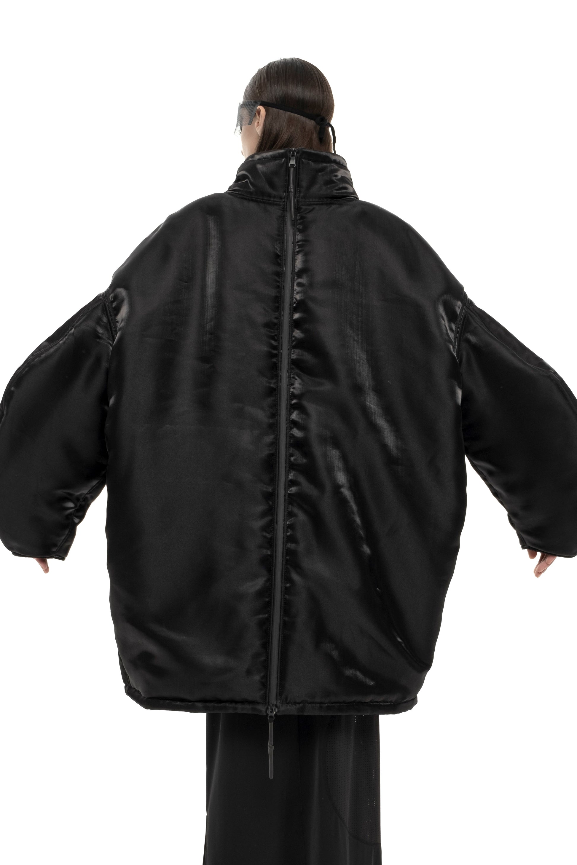 Vague Black reflective oversized jacket - Lili the First Boutique NYC