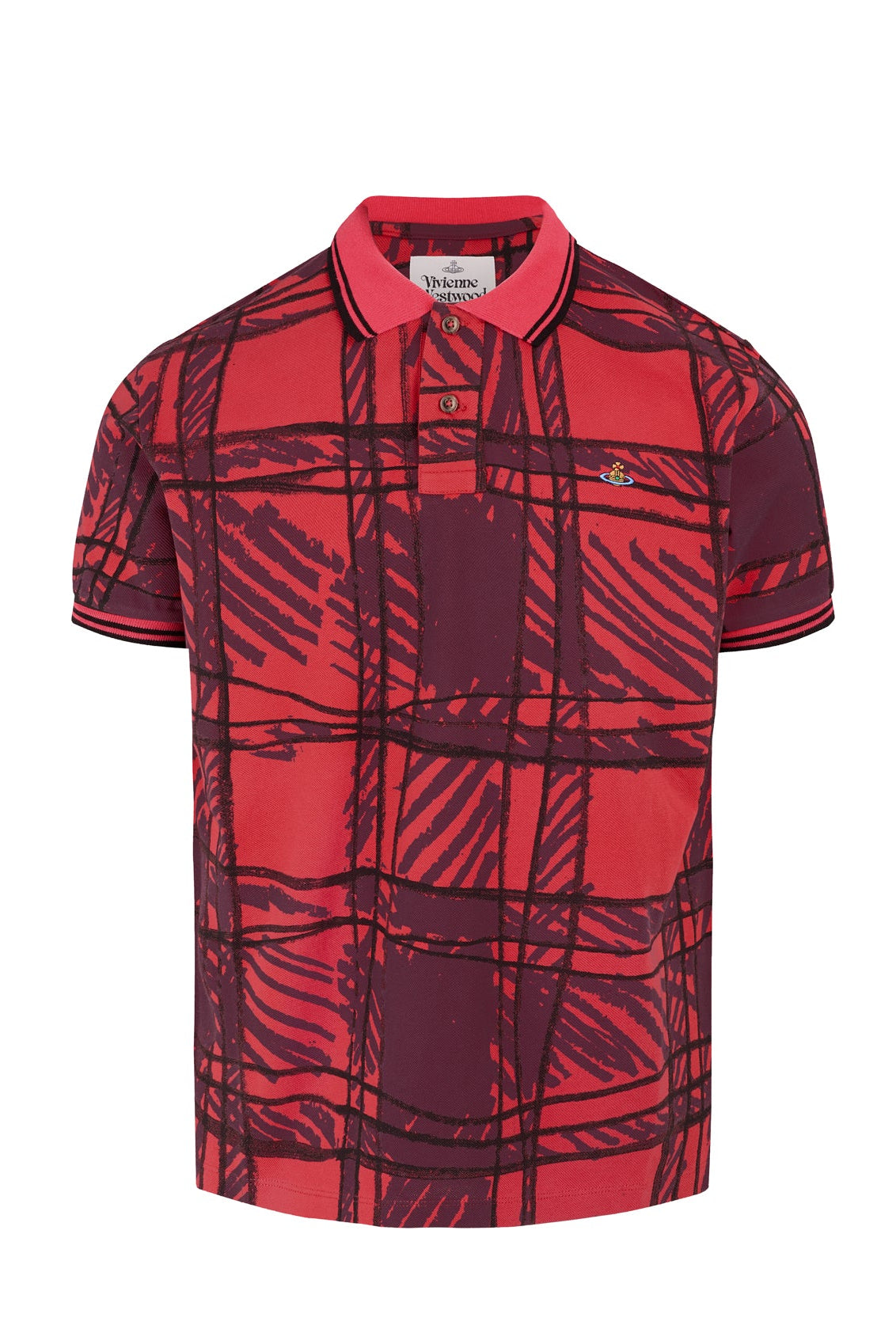 VIVIENNE WESTWOOD CLASSIC POLO RED SCRIBBLE PRINT